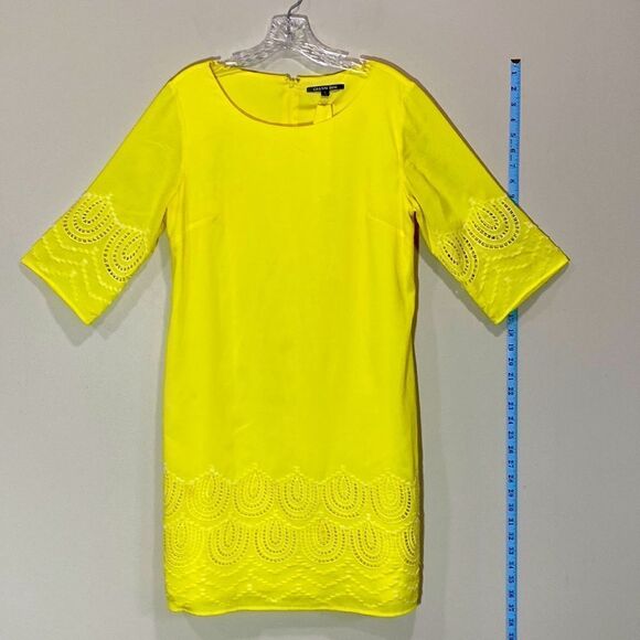 Beautiful Yellow Dress With Lace Design By Gianni Bini. Size Small. - Picture 1 of 8
